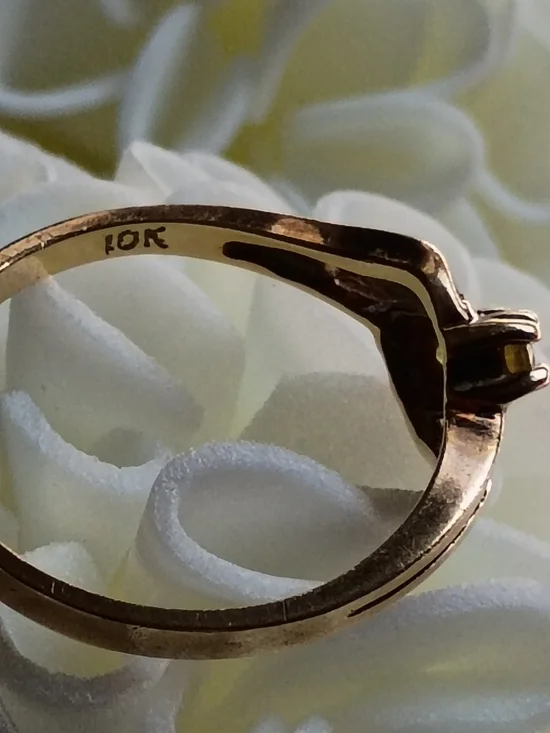 10k Yellow Gold Ring Aquamarine and Citrine Round Gemstones Bypass Design 7.25 - Picture 5 of 9